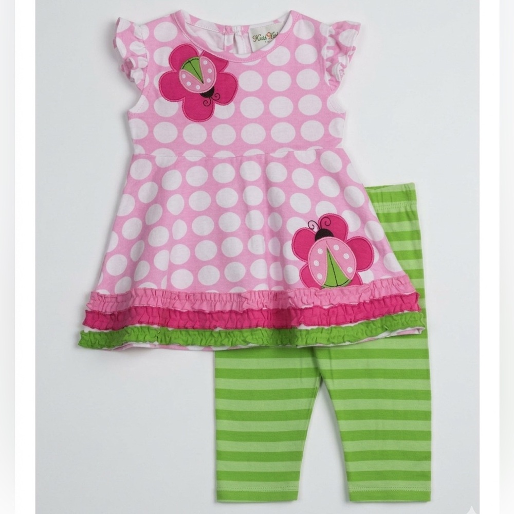 Rare Editions Pink Polka Dot Top with White Dots